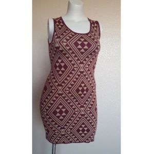 New STILETTOS DESIGNER Bodycon Sleeveless Tank Sweater Mini Dress Aztec Print L